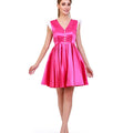 Vintage Blush Elegance V - Neck Dress - ELLY