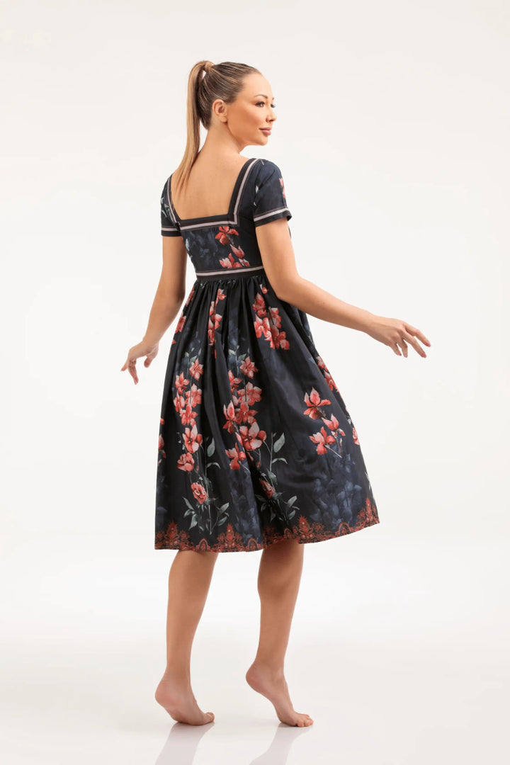 Vintage Floral Square - Neck Dress – ELLY - ELLY