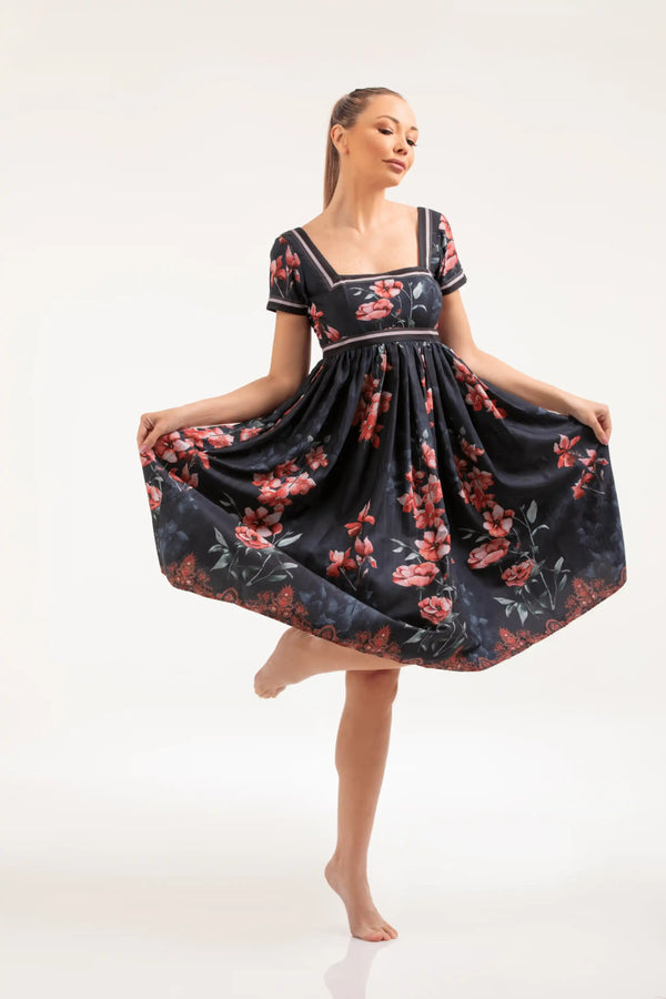 Vintage Floral Square - Neck Dress – ELLY - ELLY