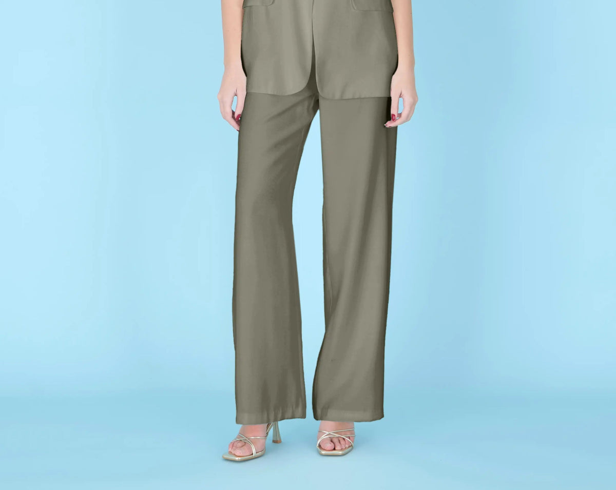 Wide - Leg Tailored Pants – Verde - ELLY