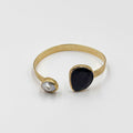 18 karat gold plated bracelet adorned with a stunning zircon stone and mother of pearl - ELLY