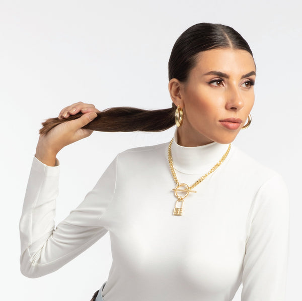 18-karat gold-plated brass oval buckle earrings - ELLY