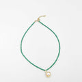 18 karat gold plated necklace featuring beads and a striking Japanese pearl pendant - ELLY
