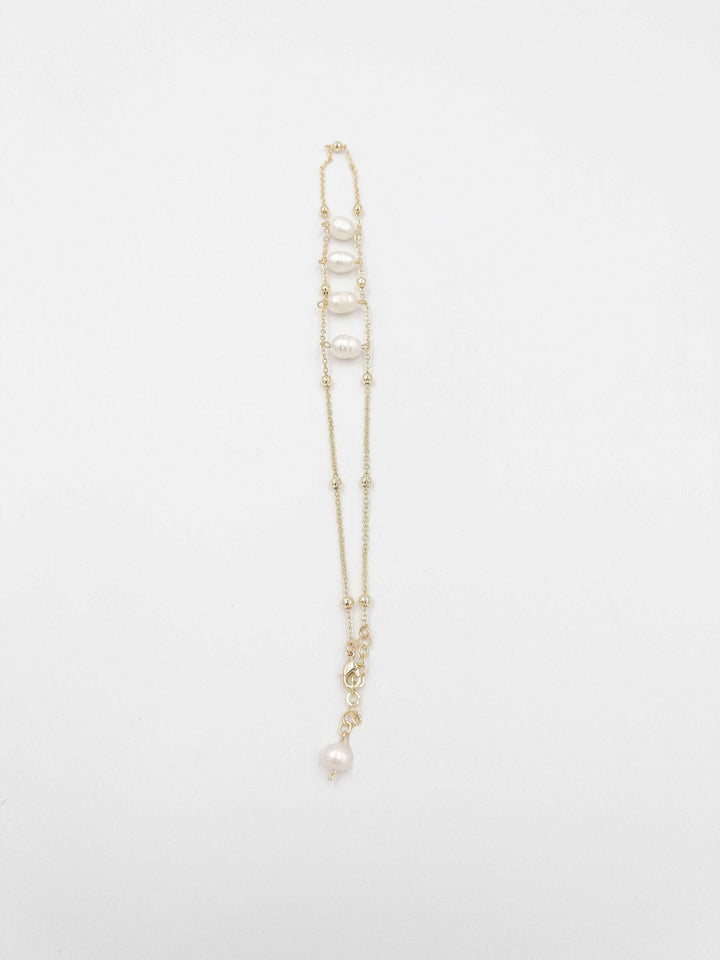 18k gold-plated anklet with mother of pearl ornaments - ELLY