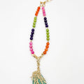 Agate Stone Necklace with Turquoise stone pendant, gold plated 18 karat - ELLY