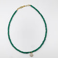 Agate stone pendant with zircon ornament and 18 karat gold plated chain  - ELLY