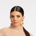 Beautiful jade stone earrings, crafted with 18 karat gold plated metal - ELLY