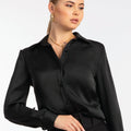 Black Classic Satin Shirt - ELLY