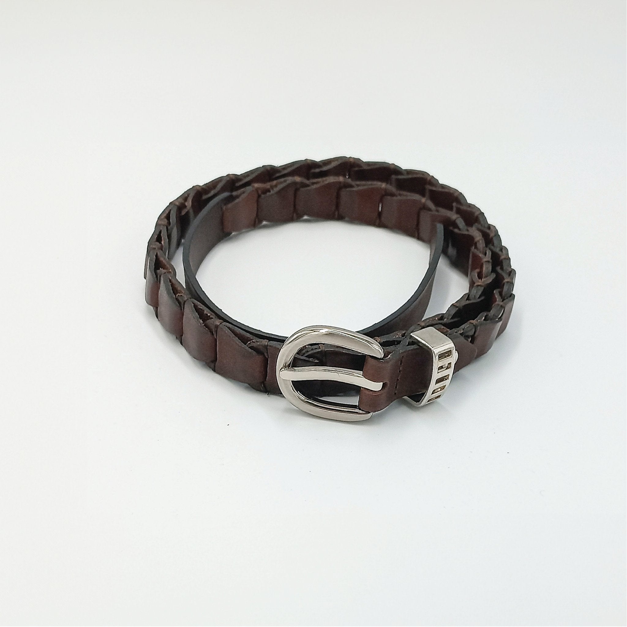 Braided Leather Belt in Tan with Golden Sheen - ELLY