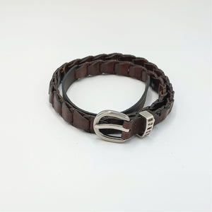 Braided Leather Belt in Tan with Golden Sheen - ELLY