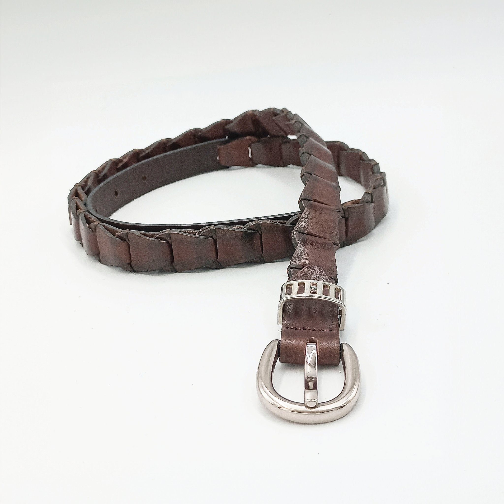 Braided Leather Belt in Tan with Golden Sheen - ELLY