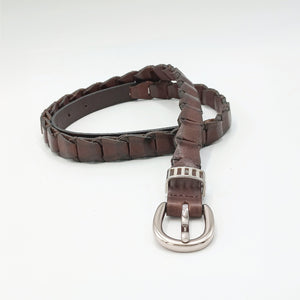 Braided Leather Belt in Tan with Golden Sheen - ELLY