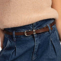 Braided Leather Belt in Tan with Golden Sheen - ELLY