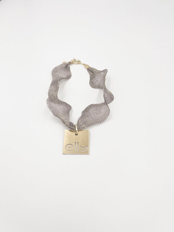 Brown Fil Metallic necklace with 18 Karat gold plated brass chain - ELLY