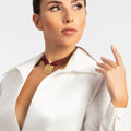 Fil Metallic necklace with 18 Karat gold plated brass chain - ELLY