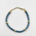 Genuine leather bracelet, fastened with an 18-karat gold-plated brass buckle - ELLY