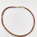 Genuine leather choker, fastened with an 18-karat gold-plated brass buckle - ELLY