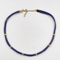 Genuine leather choker, fastened with an 18-karat gold-plated brass buckle - ELLY