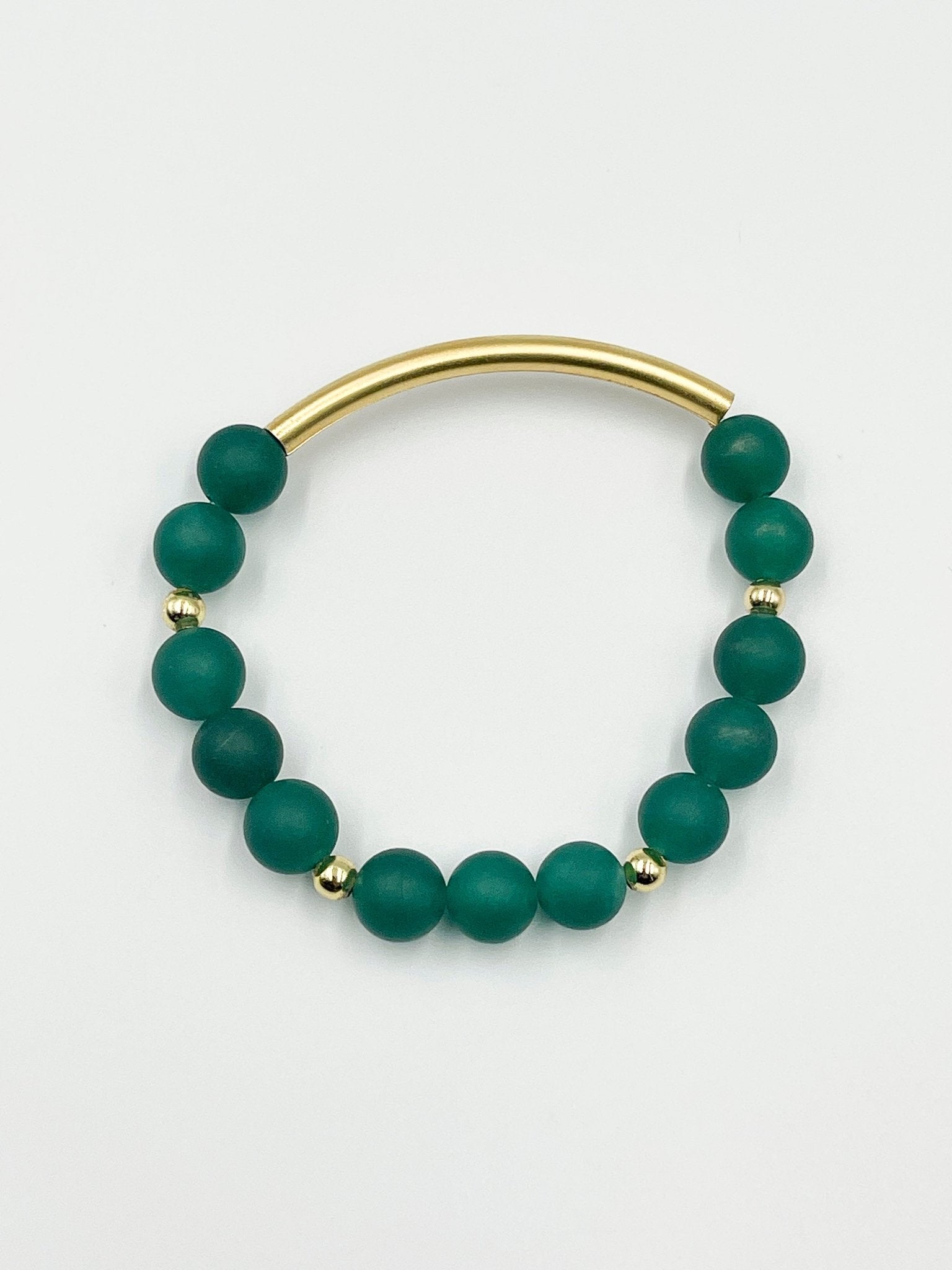 Green Volcano Stones with 18 Karat Gold Plated Brass Bracelet - ELLY