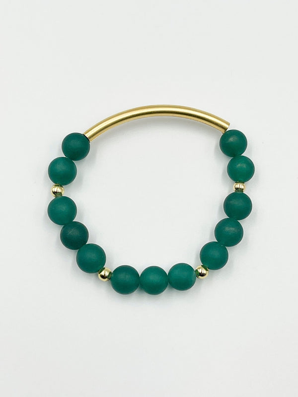 Green Volcano Stones with 18 Karat Gold Plated Brass Bracelet - ELLY