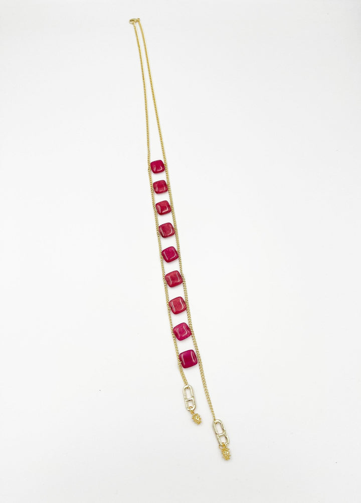 Jade Necklace, gold plated 18 karat - ELLY