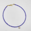 Jade stone pendant with zircon ornament and 18 karat gold plated chain  - ELLY