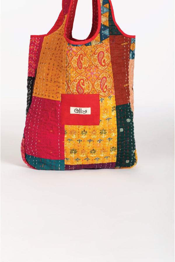 Limited Edition Multicolor Kantha Patchwork Tote Bag - ELLY