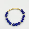 Navy Blue Volcano Stones with 18 Karat Gold Plated Brass Bracelet - ELLY