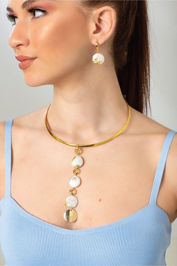 Pearl Baroque Earrings, Gold plated 18 karat - ELLY