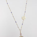 Pink Zircon Half Moon and Crystal Ornaments ELLY Necklace - ELLY