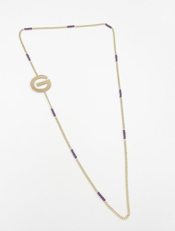 Purple Crystal Ornaments 18K Gold Plated ELLY Necklace - ELLY