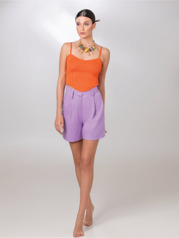 Purple Linen Shorts - ELLY