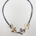Rhodium Coated Copper Necklace with Three Ornaments - ELLY