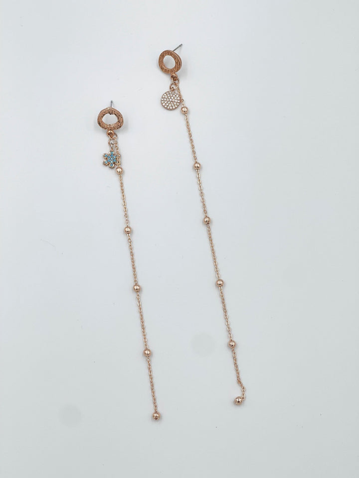 Rose gold rhodium coated metal earrings with zircon motif - ELLY