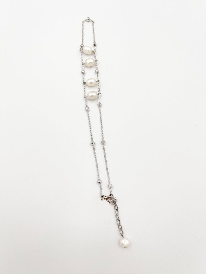 Silver anklet with mother of pearl ornaments - ELLY
