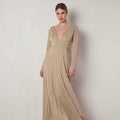 Tan Brown Sparkling Wrap Dress - ELLY