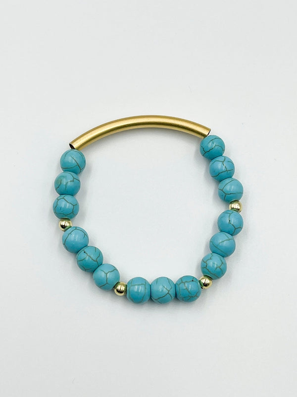 Turquoise Stones with 18 Karat Gold Plated Brass Bracelet - ELLY