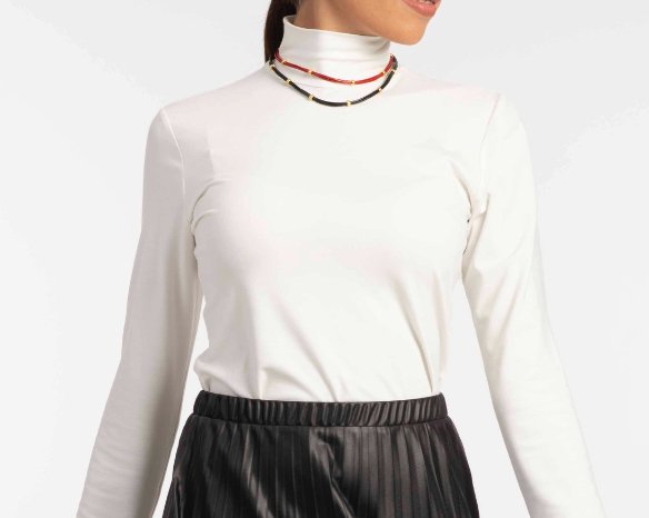 White Classic Style Blouse - ELLY