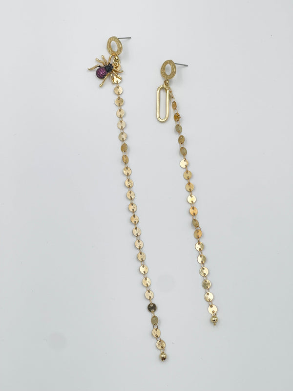 Yellow gold rhodium coated metal earrings with zircon motif - ELLY